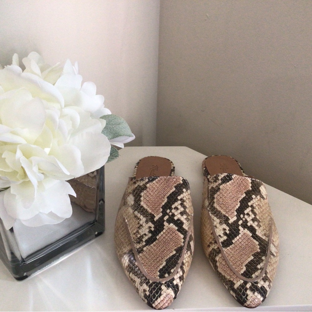 Madewell Remi Snakeskin Leather Women’s Mules Slip On- Size 7